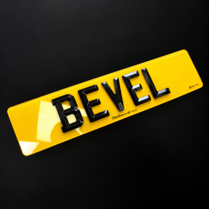 bevelled number plate