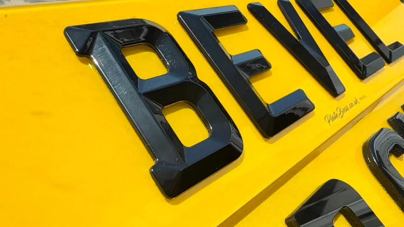 How Much Do Number Plates Cost in the UK? 2 How much do number plates cost: close-up of a bevelled number plate, our most popular style