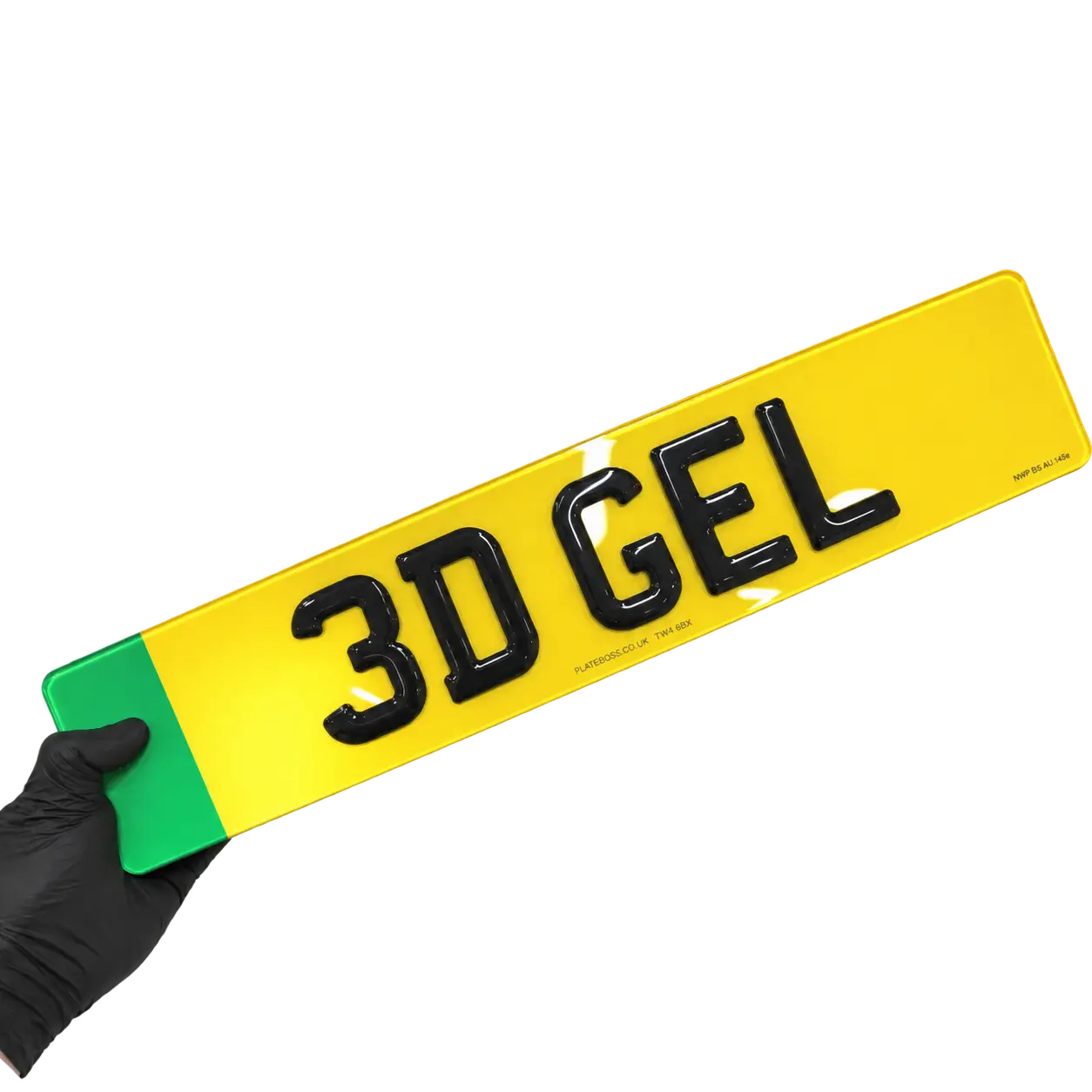 EV 3D gel number plates with green flash badge