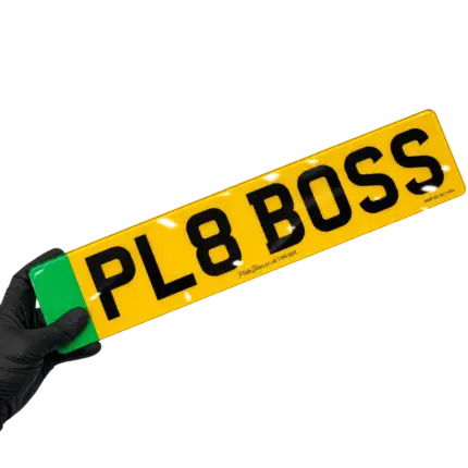 EV printed number plates with green flash badge