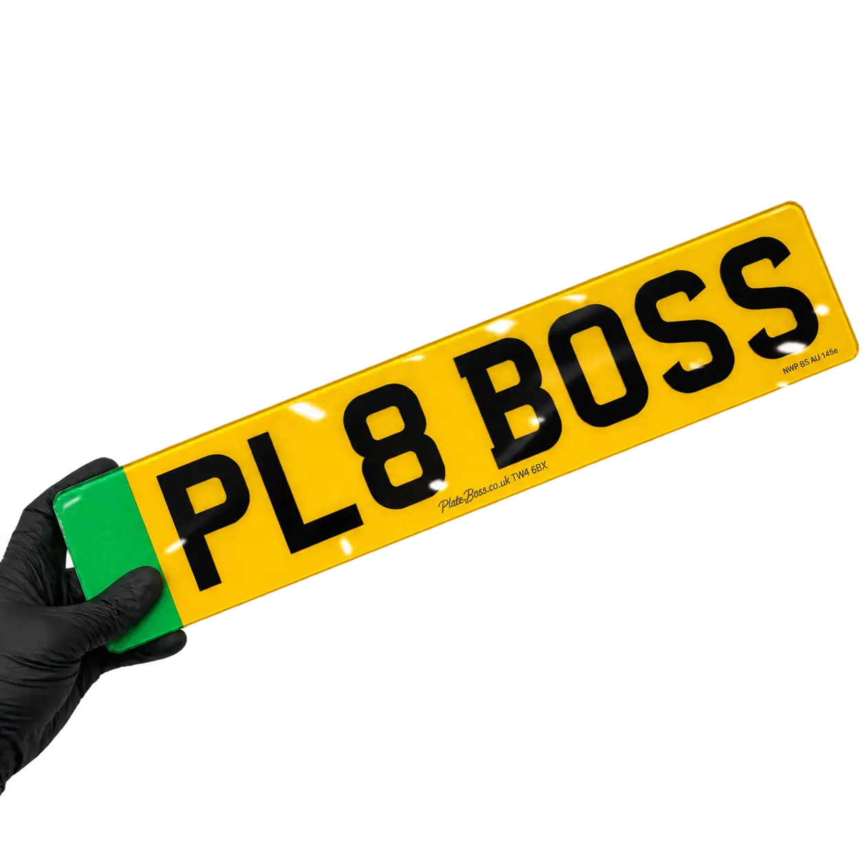 EV printed number plates with green flash badge